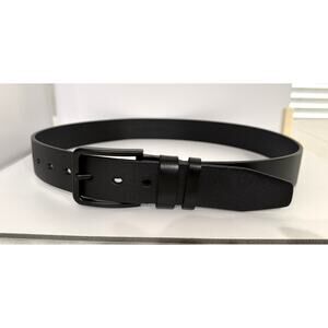 Men’s Black Genuine Leather Belt Size 44 (110 cm) – Classic Minimalist Style